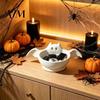 Wide Mouth Snack Storage Halloween Candy Bowl, Bat Shape Ceramic Serving Dish, Cute Decorative Bowl for Snacks Tabletop Decoration Party