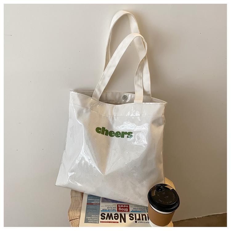 

Large Canvas Handbag Women Candy Color Letter Shopping Tote Simple Lady Shoulder Bag Big Capacity Handle Bag Reusable Tote Bolsa