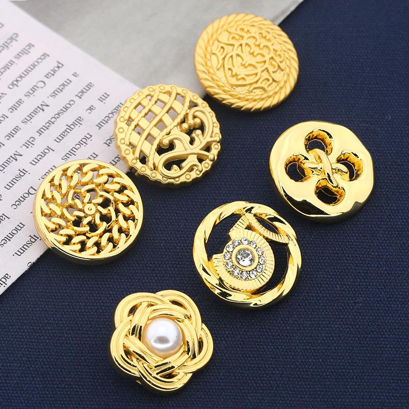 Buttons Gold Versatile Women'S Clothes Decorative Metal Button Accessories Round Suit Coat Sweater Buttons Daquan Men