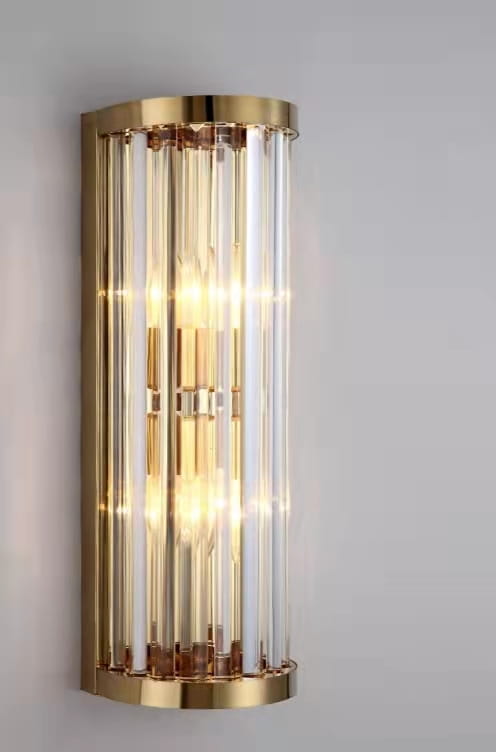 Dorian 1 - Golden Brass Crystal Wall Lamp - 45cm Column