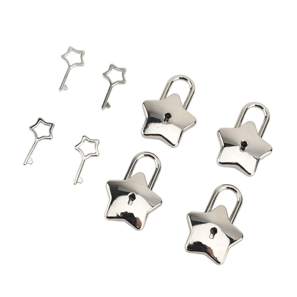 4 Set Treasure Chest Padlock   Metal Diary Book Jewelry Box Decorative Lock with Key S007 Five Pointed Star Shaped