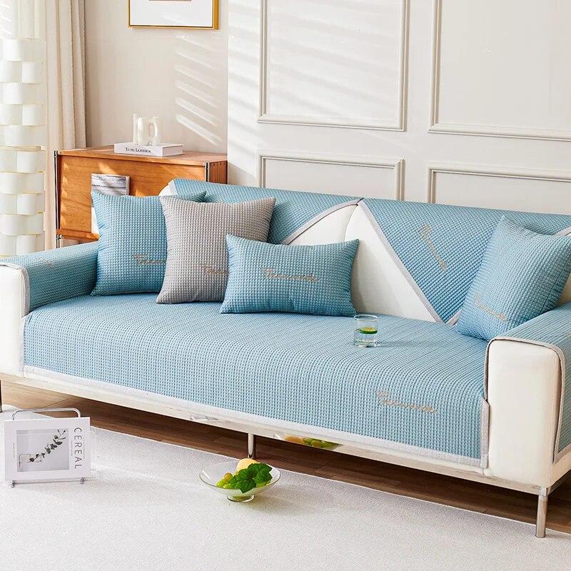 Summer Ice Silk Sofa Cover Pet Dog Kids Mat Non-slip Sofa Slipcover Protector Cover Universal Couch Towel for Living Room Decor