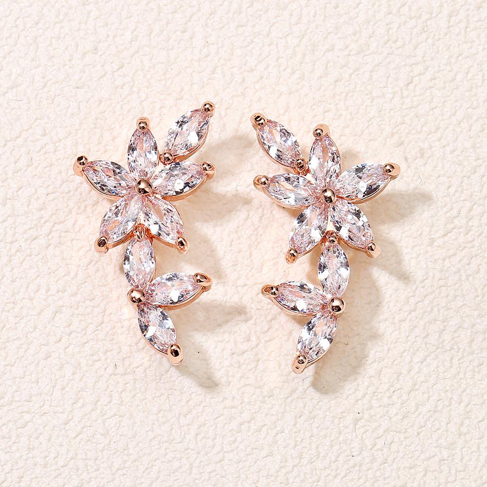 

Летние серьги-пусеты с корейским цирконом класса люкс для женщин - Простой, популярный дизайн розового золота