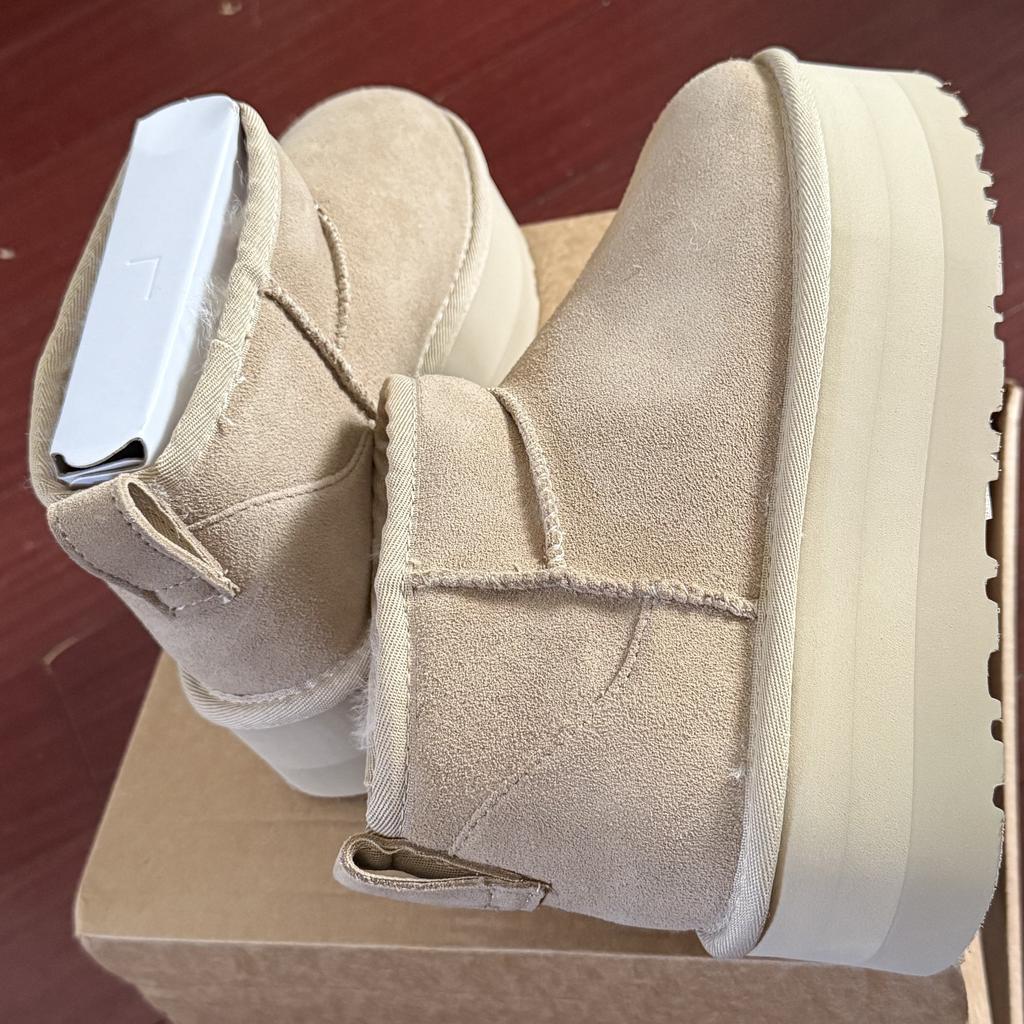 2026 New Winter Women Real Sheepskin Wool Ultra Mini Platform Ankle Snow Boots Classic Natural Fur Warm Thick Sole Shoe Slippers