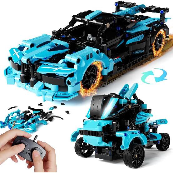 STEM Remote Control Car Building Kit Toys for Kids Age 8-12 with 2in1 STEM Robots Building Set Remote & APP Controlled Car/Robot, RC Car Toy Set for