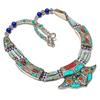 Naturlig Tibetansk Turkos, Lapis 925 Sterling Silver Smycke Halsband 18" NN-258