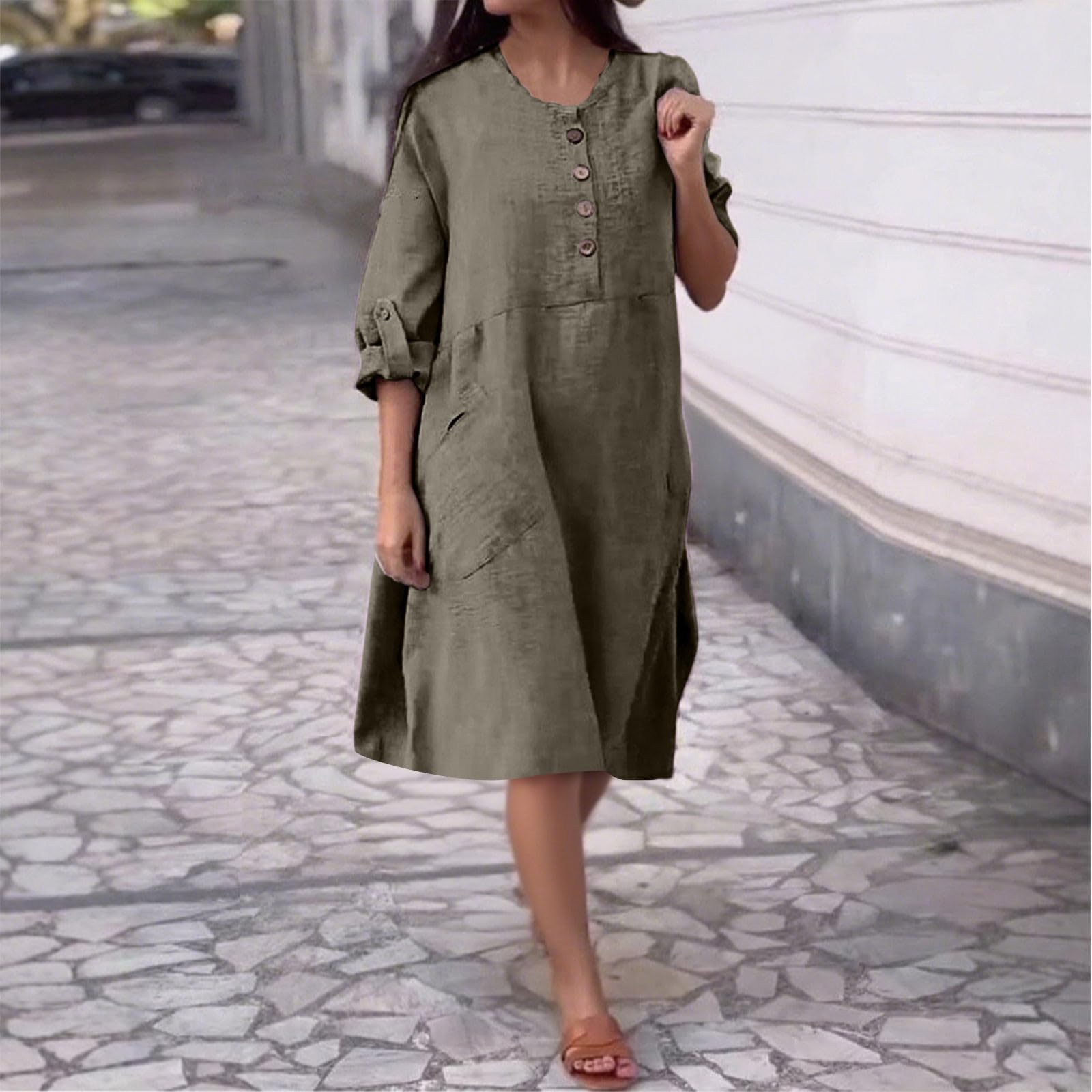 Women s fashionable casual -color dress L