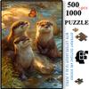 500pcs-1000pcs, Handmade Jigsaw Puzzle, Paper Puzzle, DIY Puzzle, White Cardboard Material, Three Otters and Butterfly, White Cardboard Material, Suit