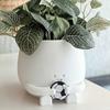 Smile Face Planter Pot 3D Printed Cute Holding Tennis/Soccer Head Flower Pot with Drainage Hole for Indoor Outdoor Home Garden Decor