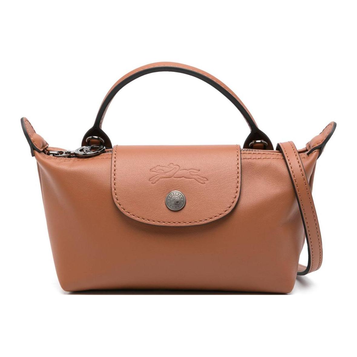 

Longchamp Le Pliage Xtra Logo Zipper Closure Crossbody Shoulder Bag Leather Mini Women bags Brandy 34205987504 Basic Set (Bag+Dust Bag)