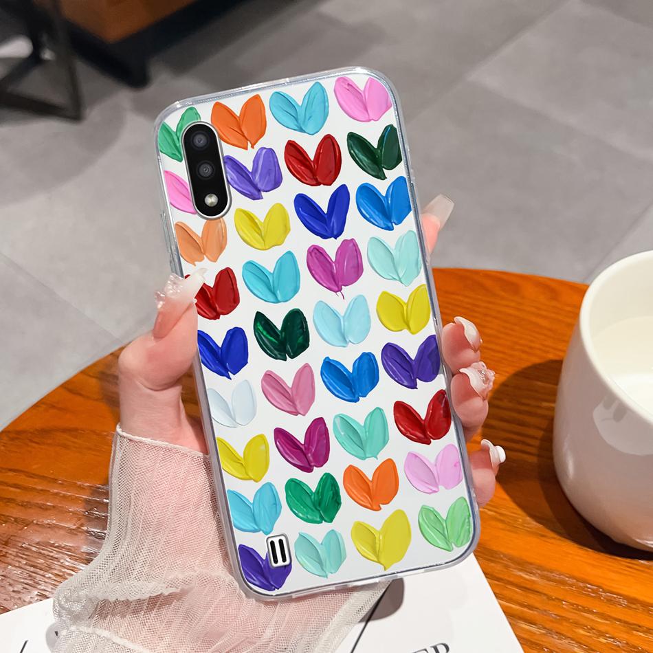 For Samsung Galaxy A01 M01 Core Case Gradient Flowers Soft TPU Silicone Phone Cases For Samsung A 01 M 01 Protective Back Cover