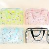 1Pcs Portable Cosmetic Organizer Large Capacity Transparent Pvc Printed Toiletry Bag Travel Toiletry Make Up Bag