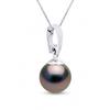 Pendentif - PEARLS &amp; COLORS - Perle de culture de Tahiti ronde - 10–11 mm - Or blanc 375/1000 (9 ct) - Qualité A+
