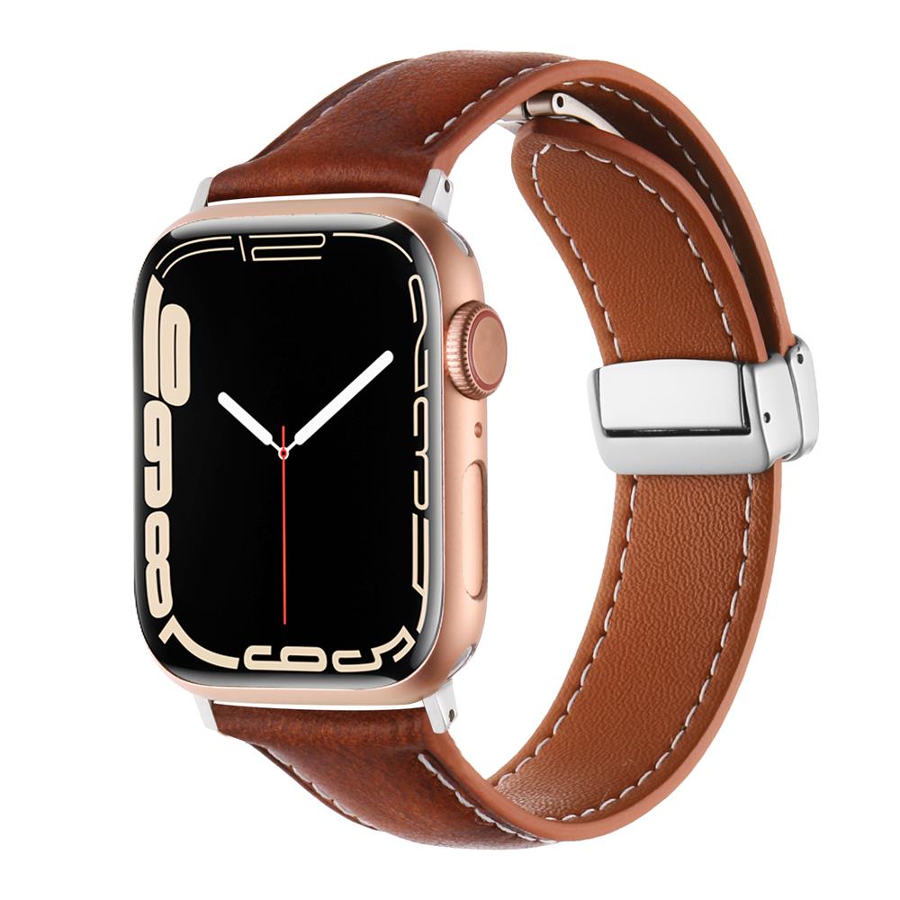 Crazy Horse Magnetic Buckle Women's Genuine Leather Watch Strap,For Apple Watch 42mm 44mm 45mm 49mm iWatch S10 46mm