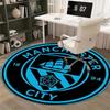 Alfombra Redonda Manchester City Azul Cielo Barco Escudo de Rosa Área Redonda Alfombra de Piso Redonda Fútbol Premier League Alfombra para Silla Gamer Sala de Estar Decoración de Dormitorio