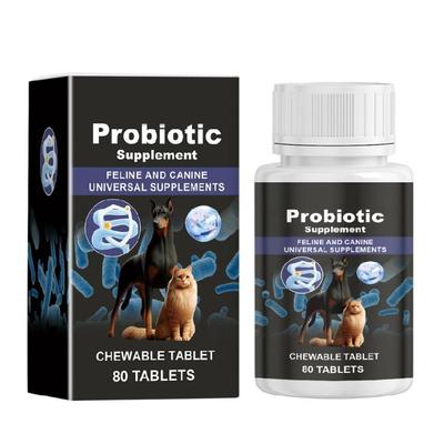 Pet Health Probiotic Supplement 80Tablets Aids Digestion and Immune Improvement for Dogs Cats