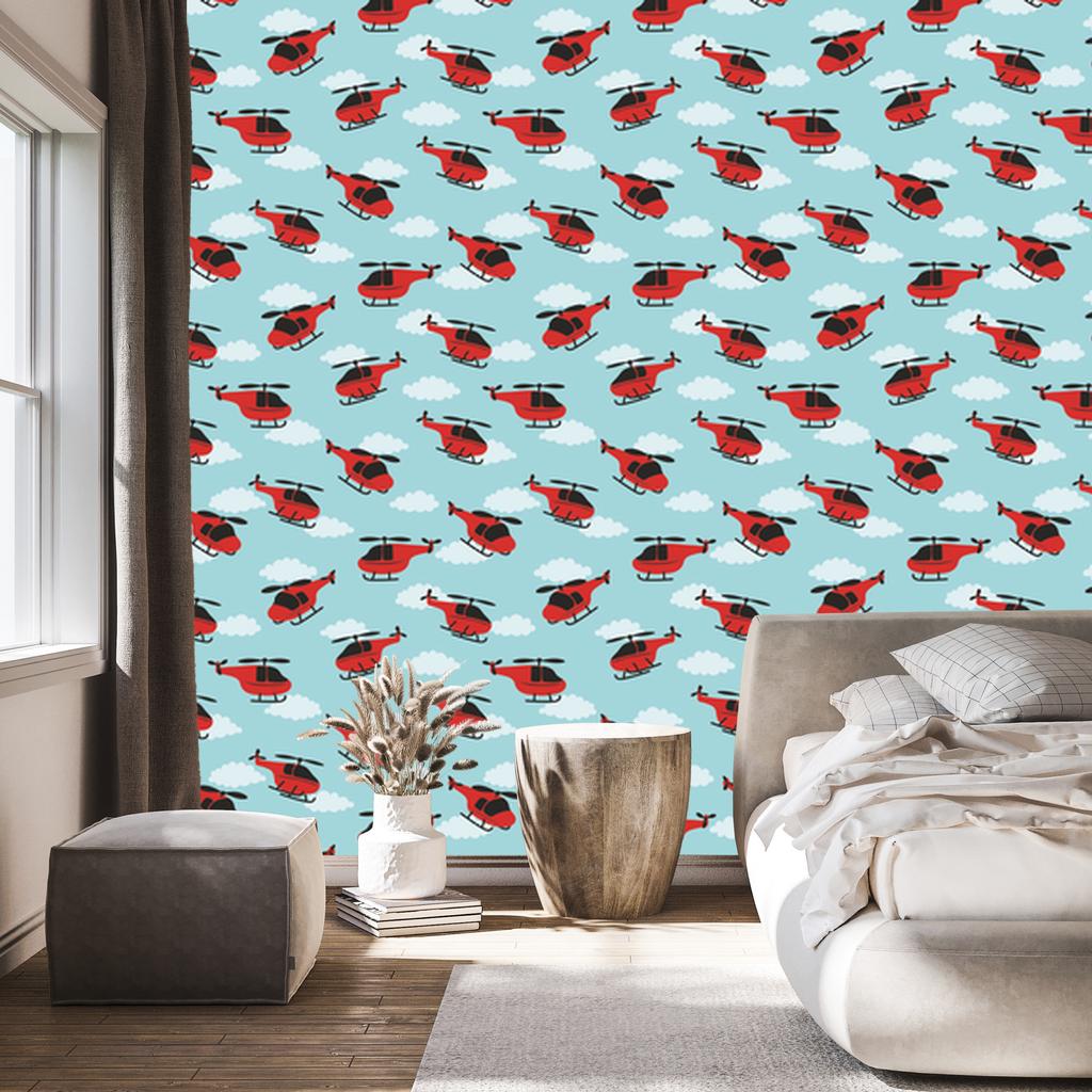 Red Helicopters Wallpaper for Living Room and Bedroom 50x1000