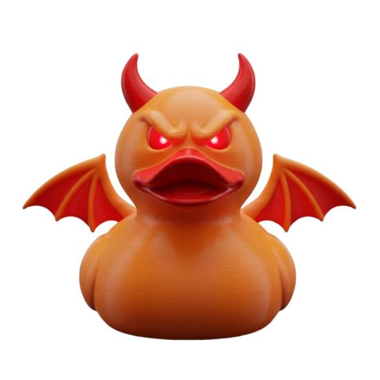 Demon Duck Figurine 3D Printed Devil Duck with Red Horns Bat Wings Halloween Gothic Collectible Statue Desktop Home Decor for Teens Adults