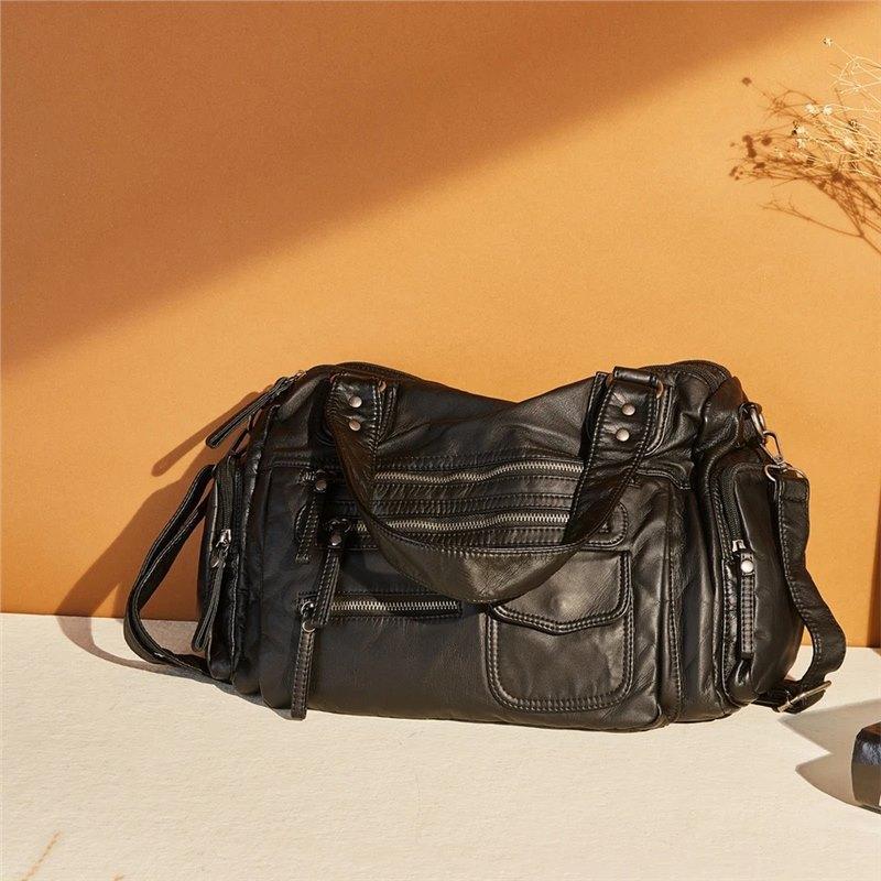 Ladies Washed Y2K Locomotive Large Capacity Multi-Pocket Japanese And Korean Trend Spice Girl Shoulder Bag