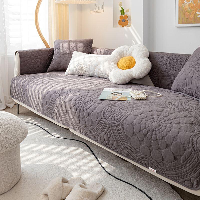 

Pure Cotton Sofa Cushion Non Slip All Year Round Neutral Nordic Simple Modern Cotton Fabric Pure Color Cushion Machine Washable See dark gray 45*45cm pillow case without core