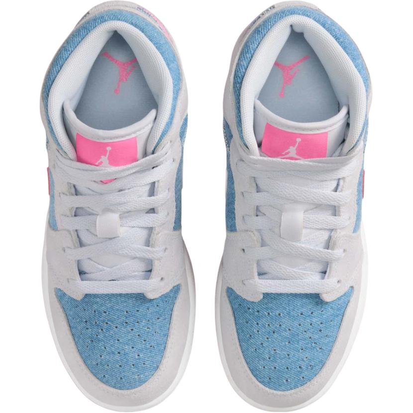 Jordan Pantofi de Baschet pentru Copii Air Jordan 1 Rezistenți la Abraziune Respirabili Mid-top Albastru Roz Adolescenți HQ1999-400