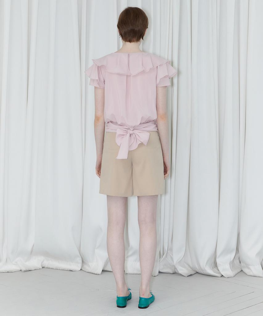SINOON V-Neck Ruffle Blouse (Light Pink)