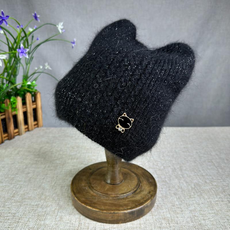 

Высококачественная новая шапка для женщин и девочек, модная теплая лыжная шапка с кошачьими ушками, зимняя шапка-бини 50-58cm