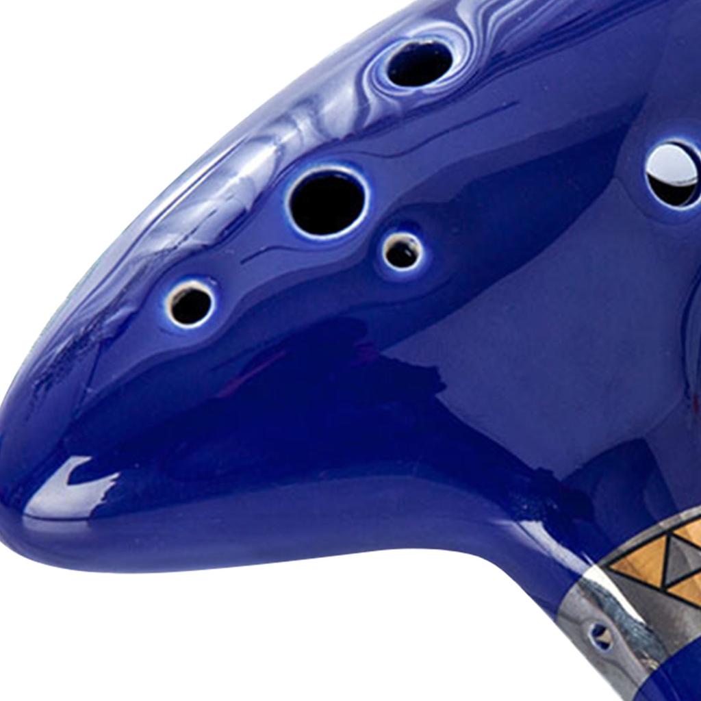 12 Holes Alto C Ocarina Ceramic Ocarina with Lanyard Handrest Mini Wind Instrument for Beginners
