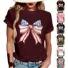 Women's Fashion Casual Printed Short Sleeve Round Neck Pullover Tops