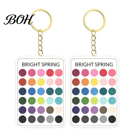 Makeup Color Guide 2Pcs Palette Keychain Pendant, Clear Acrylic Season Analysis Swatches Wardrobe Matcher Keychain, Card, Gifts for Fashion