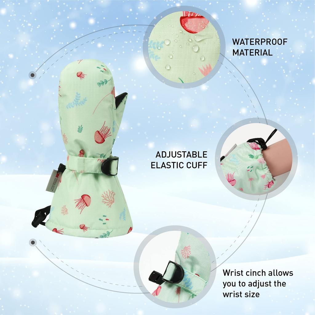 tots 3M for and Suitable for Boys and Outdoors Ami&Li Kids' Mittens, Warm, Windproof, Water-Repellent, Anti-Slip, Adjustable, Skiing, Winter, Autumn,