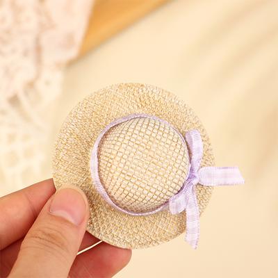 2Pcs Miniature Straw Hat Mini Doll Straw Hats With Bow Hat Doll House Ornament Hand Weaved Dollhouse Accessories