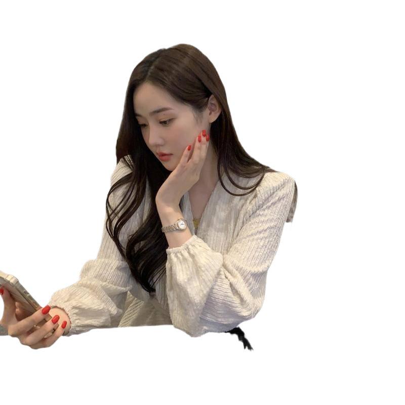 Chic Autumn/Winter Women's Waist-Gathering French Long Sleeve Shirt