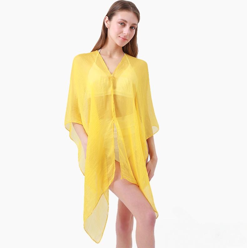 Châle Wraps Protection Solaire UV Pour Femmes – Paréo Léger Respirant pour la Plage, Manches Longues Rafraîchissantes pour la Conduite, la Pêche en Plein Air One Size yellow
