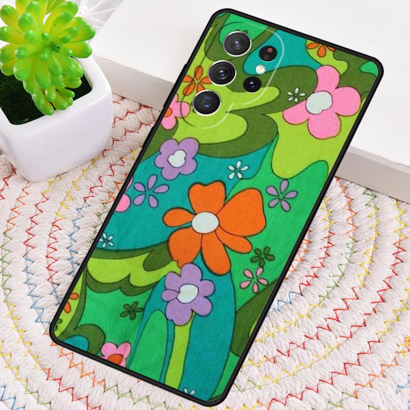 Groovy Flowers Hippie Bohemian Silikon Handyhülle Für Samsung Galaxy note 10 pro S26 S24 S23 S22 S21 Plus S25Ultra Capa Cover