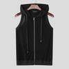 INCERUN Men Summer Sleeveless Zipper Back Mesh Patchwork Fitted Hooded Tank Tops 