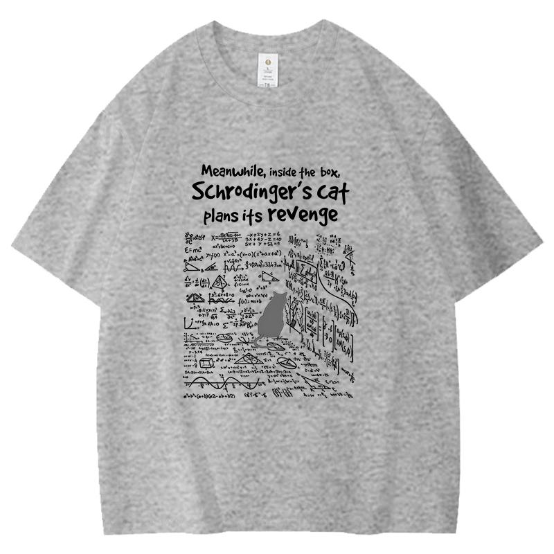 

Cat Plans Its Revenge Pattern Unisex Women Cotton TShirt Fashion Short Sleeve Casual Summer Street Simple Loose Tops Neutral Tees S