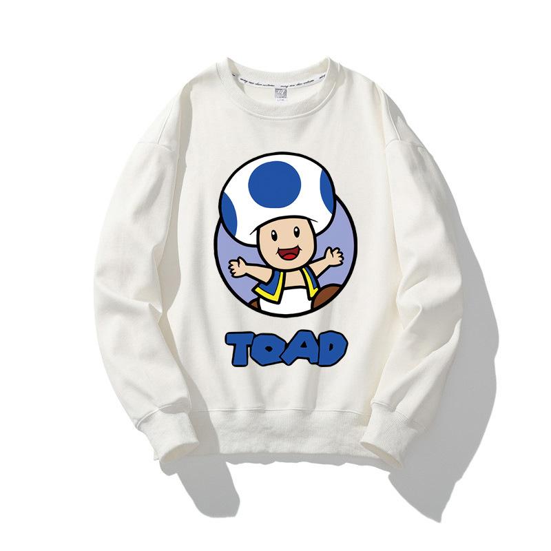 Super Marios Bros Cartoon Sweatshirt for Children Anime Figures Luigi Toad Bowser Yoshi Peach Cosplay Long Sleeved Tops