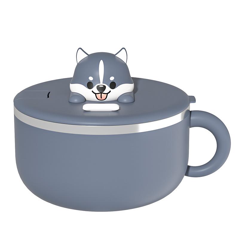 304 Stainless Steel Instant Noodle Bowl with Lid & Water Filter, Cute Large Fast Food Gift Cup for Students.