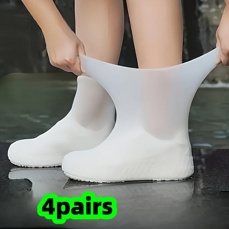 4 Pairs of Latex Shoe Covers, Waterproof, Reusable, Non-Slip, Unisex, Durable, Elastic, Easy to Clean, Thickened Silicone Shoe Covers, Rainproof