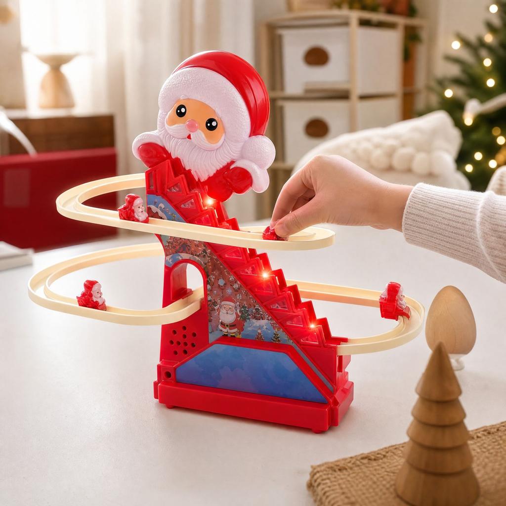 Climbing Stairs Toy Track Slide with Music and Lights, Educational Building Set for Kids