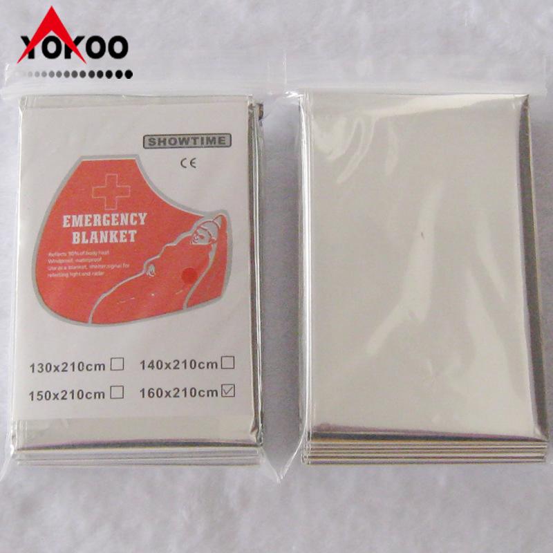 

Портативное аварийное одеяло 130x210см ПЭТ серебристая алюминиевая фольга для марафонской изоляции и защиты от солнца серебряный
