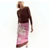 Spring/Summer New Retro Style High Waist Slit Skirt Linen Blend Print Straight Skirt 2394119