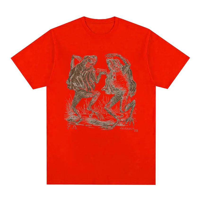 Men's fun dancing toad pattern printed 00% pure cotton short-sleeved T-shirt retro street clothing