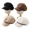 Retro British style belt standard beret autumn and winter versatile face small plaid octagonal hat outdoor casual newsboy hat