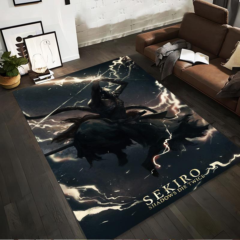 

Samurai On Horseback Rug - Sekiro Shadows Die Twice Lightning Print Suitable for use as an anti-slip for living room bedroom sofas 40x60cm( 15x23in )
