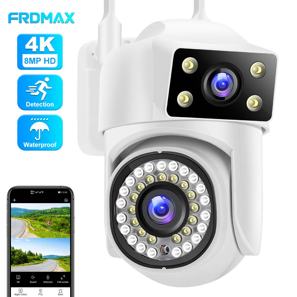 

Відкритий подвійний об єктив 8MP WiFi IP CCTV Безпека Захист Wifi спостереження Рух 1080P HD Smart Camera 2MP Cam No Card