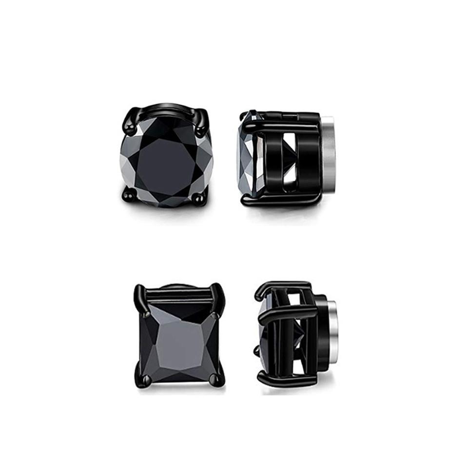 ZAKOL Crystal CZ Strong Magnetic Ear Stud Clip Earrings for Men Women Punk Round Zircon Magnet Earrings Non Piercing Jewelry