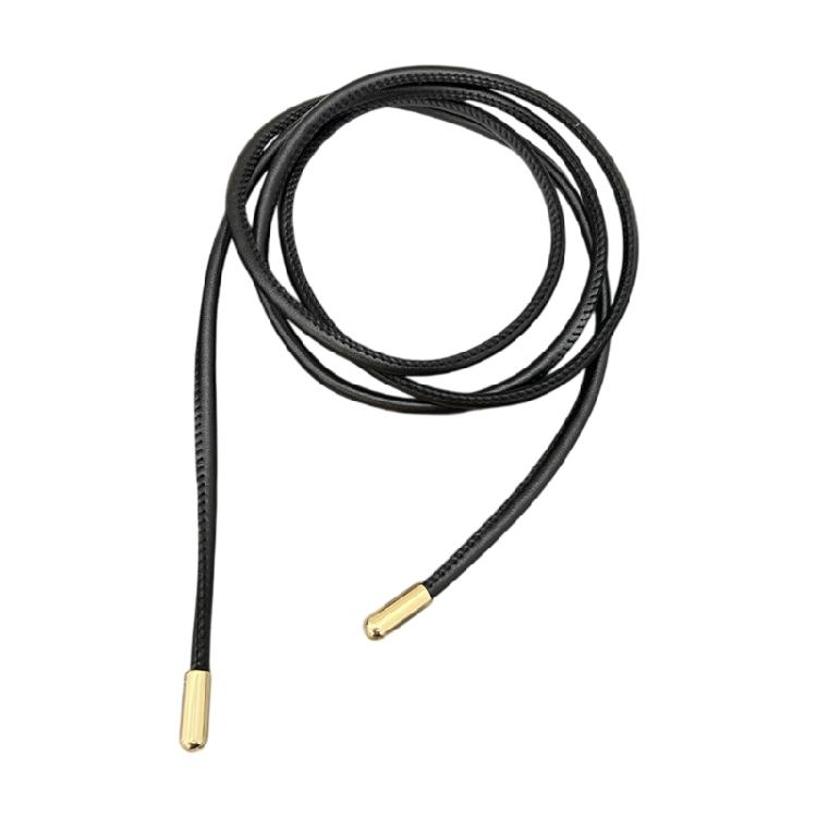 Round PU Leather Rope Thin Waistband for Women Fashionable Waist Adorment Knotted Waist Strap for Decorative Coat Skirt