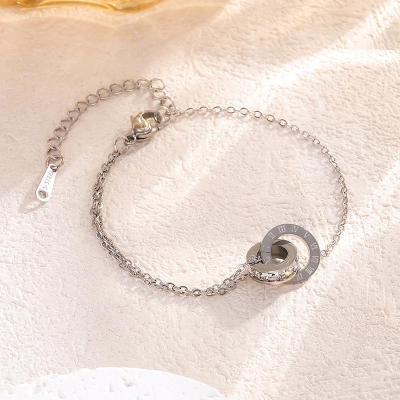 Women's Luxury Roman Numeral Double Ring Necklace Set